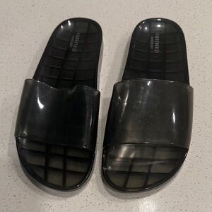 Forever 21 Glossy Black Slide Sandals